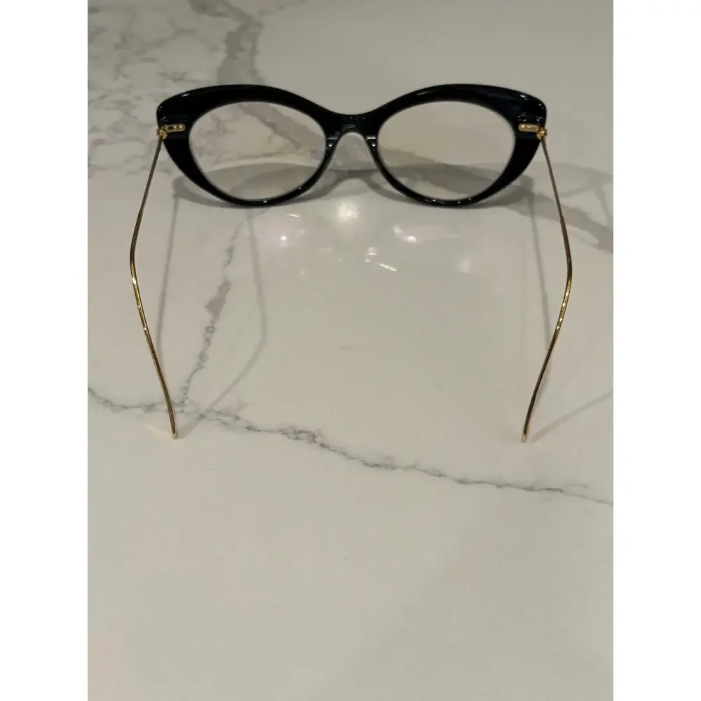 illesteva Beth Black Cat Eye‎ Gold Frame Glasses Made in Italy EUC